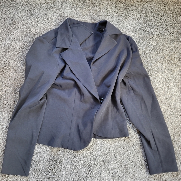 Women’s Black Helene Blake Button Blazer Jacket Shouler Pads - Size 9/10 - Picture 2 of 9